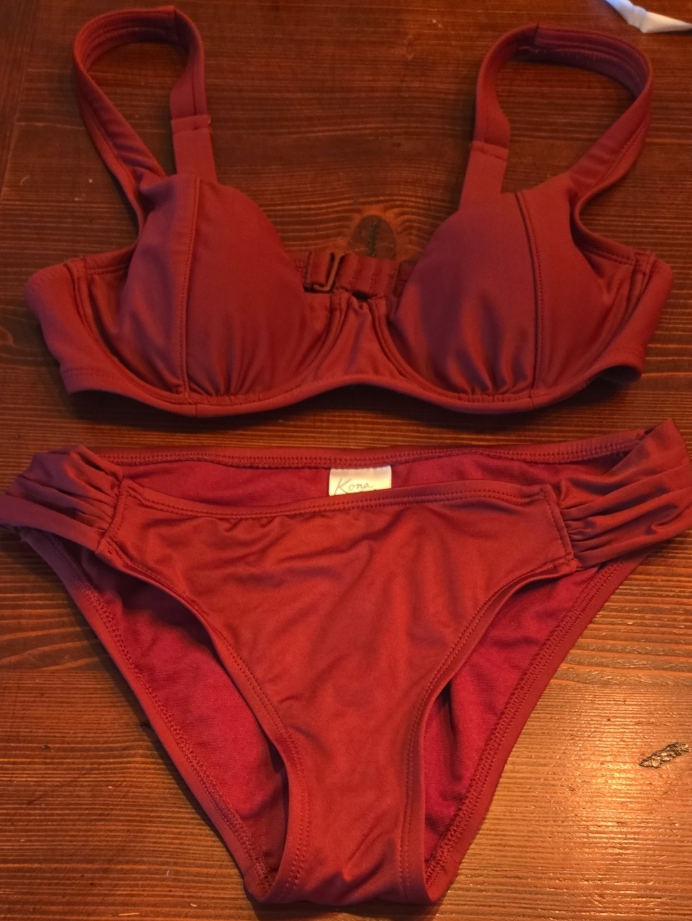 Kona Sol Women's Burgundy Two-Piece Underwire Bikini Set Small